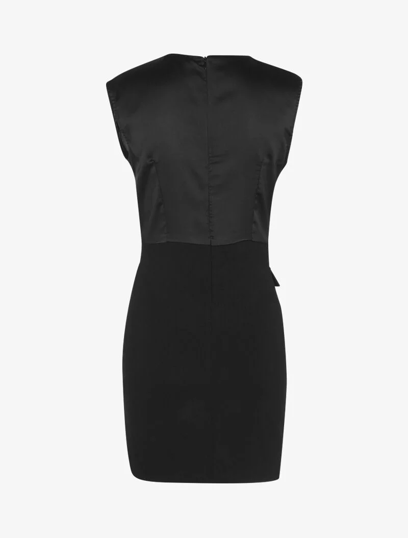Robe bi matière à boutons décoratifs - noir - Image 2