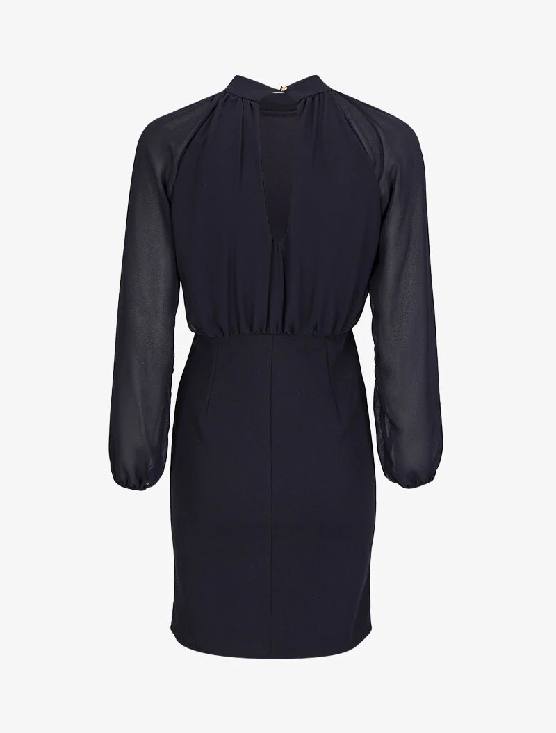 Robe bi-matière ornée de perles - Noir - Image 2