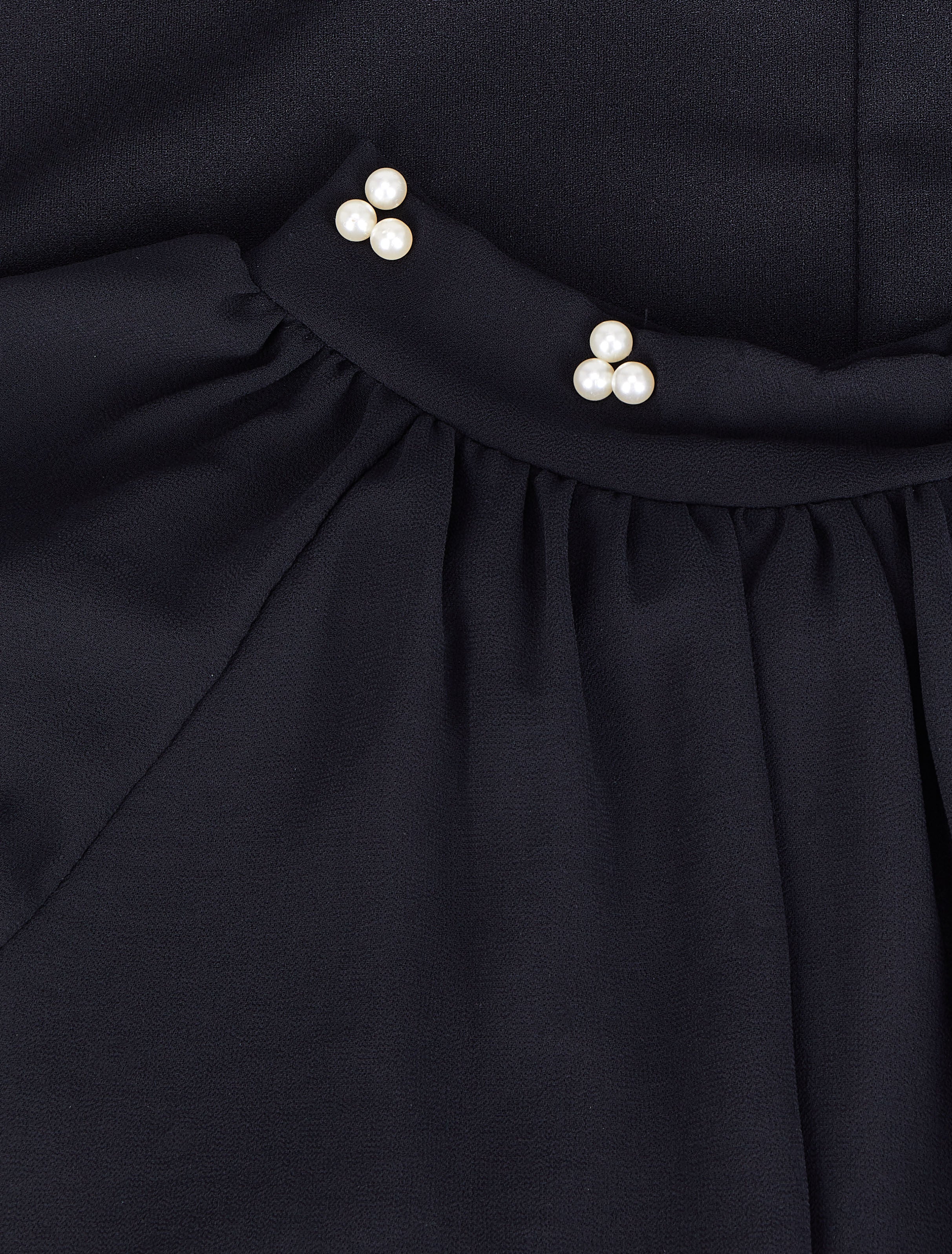 Robe bi-matière ornée de perles - Noir - Image 3