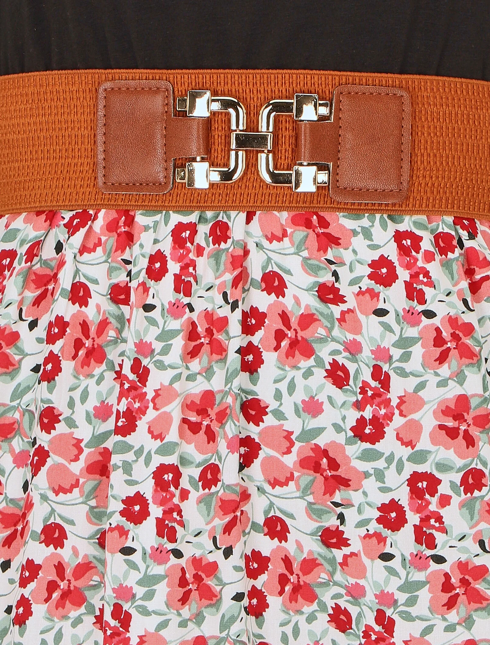 Robe bicolore à imprimé petites fleurs - Blanc - Image 3