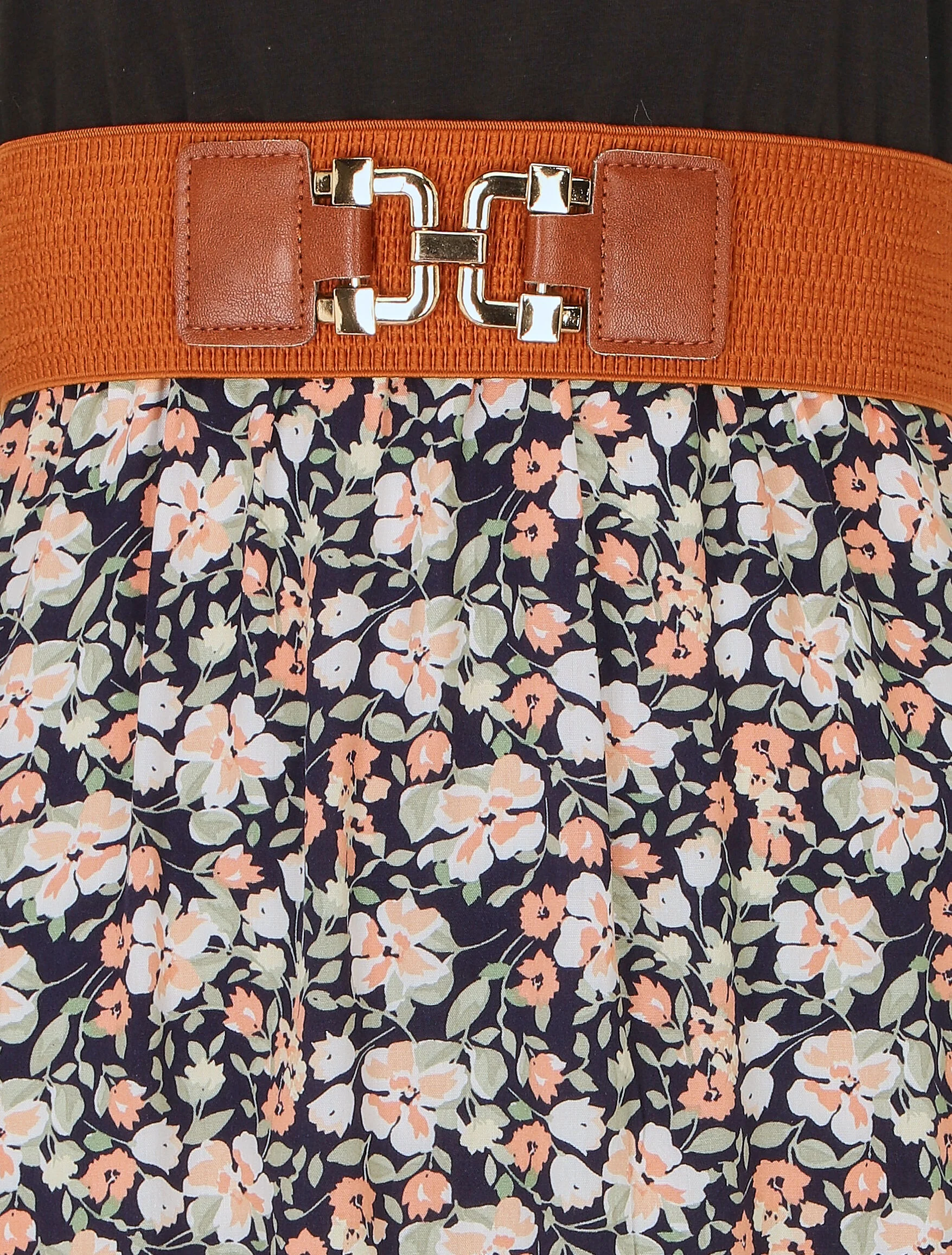 Robe bicolore à imprimé petites fleurs - Marine - Image 3