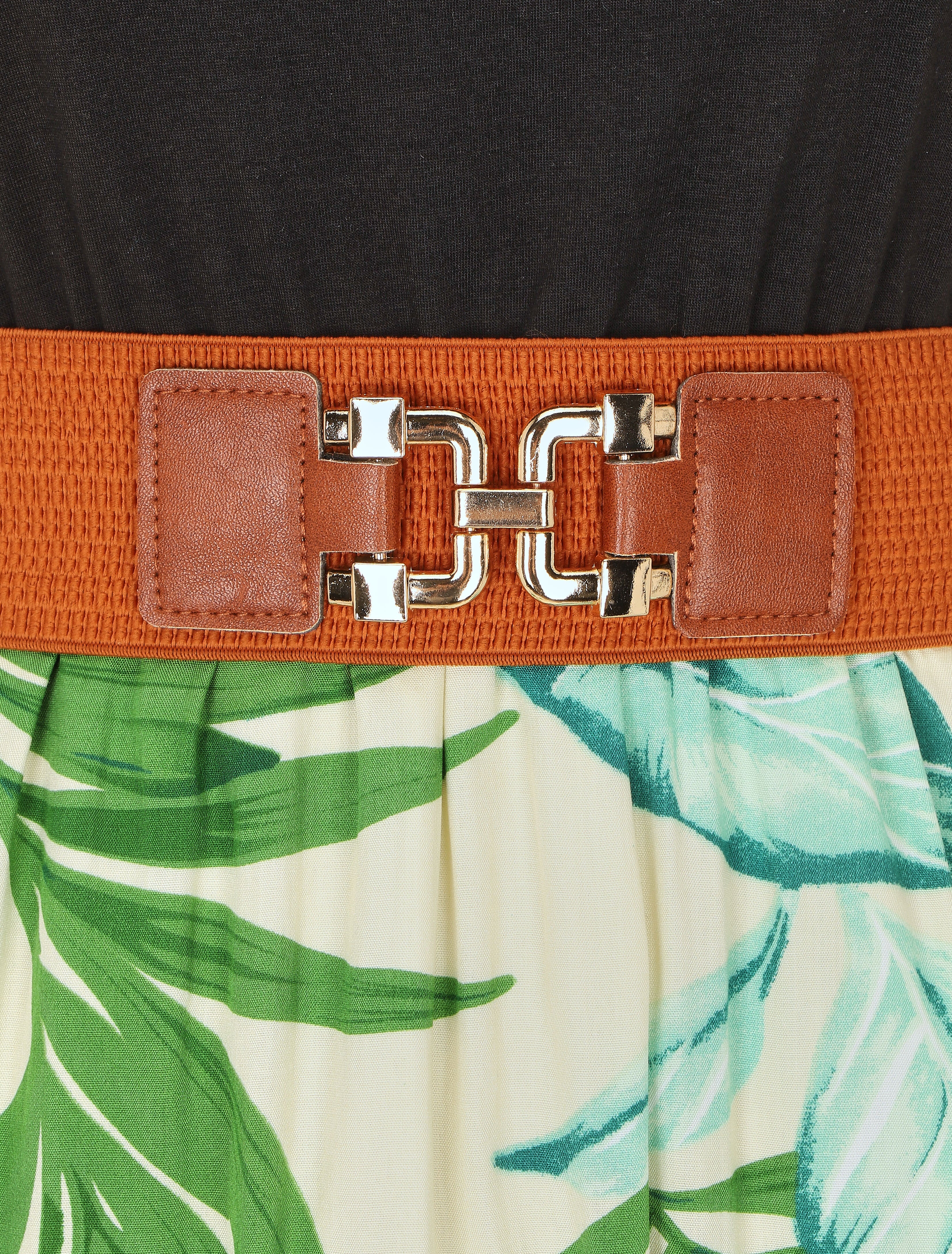 Robe bicolore à imprimé tropical - Blanc - Image 3