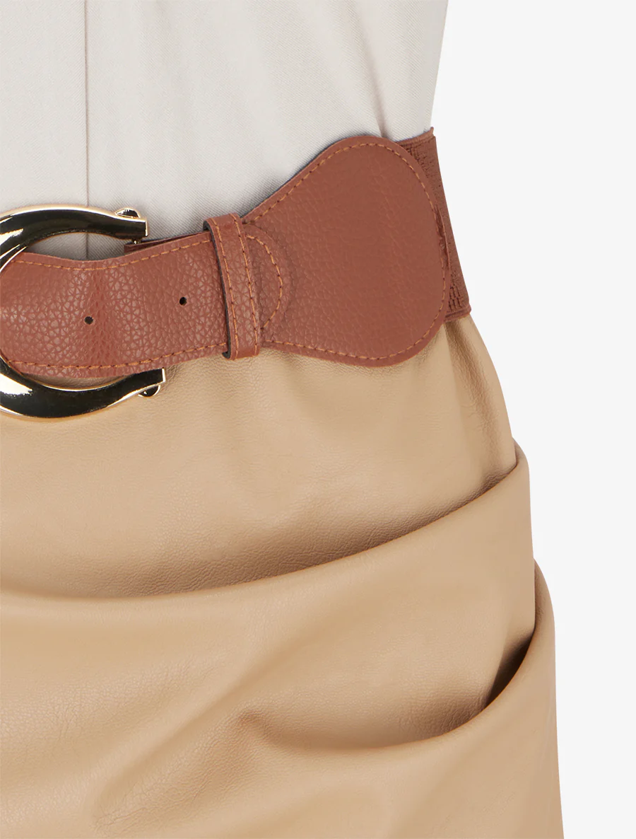 Robe bimatière à col V - Beige - Image 3