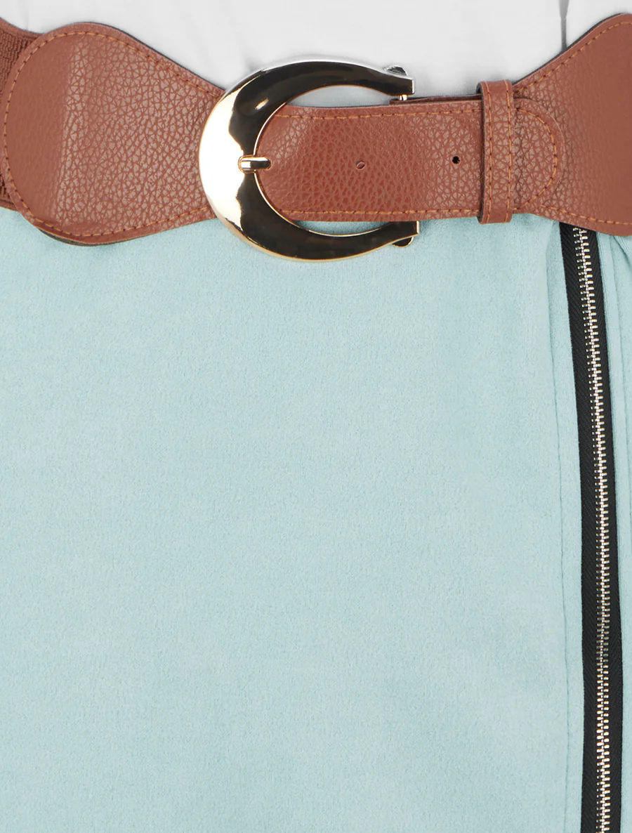 Robe bimatière à zip - Vert d'eau - Image 3