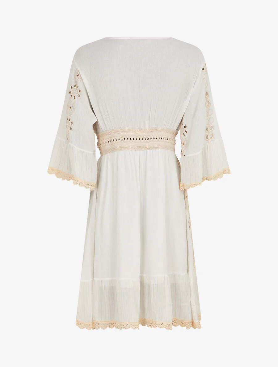 Robe bohème à dentelle fleurie - Blanc/beige - Image 2