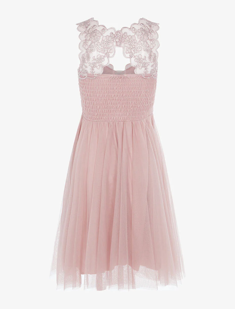 Robe brodée et jupe en tulle - vieux rose - Image 2