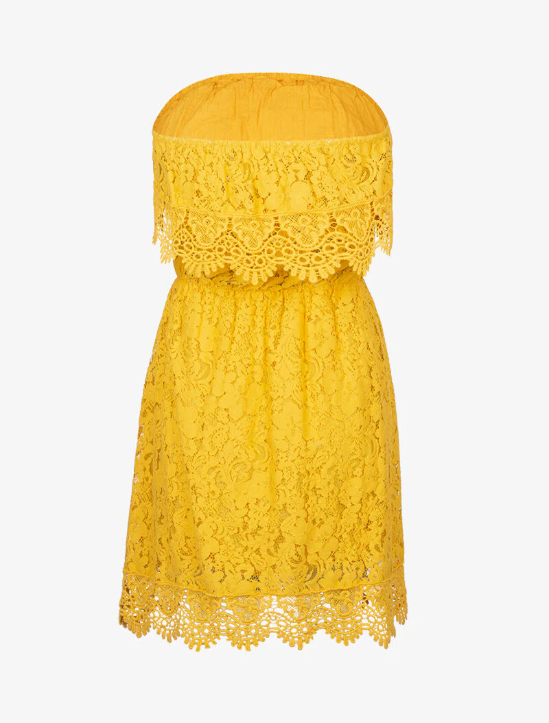 Robe bustier en crochet - jaune - Image 3