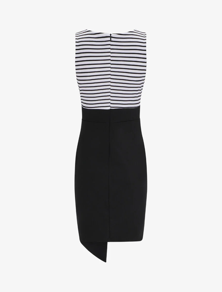 Robe cache-coeur à buste rayé - Noir - Image 2