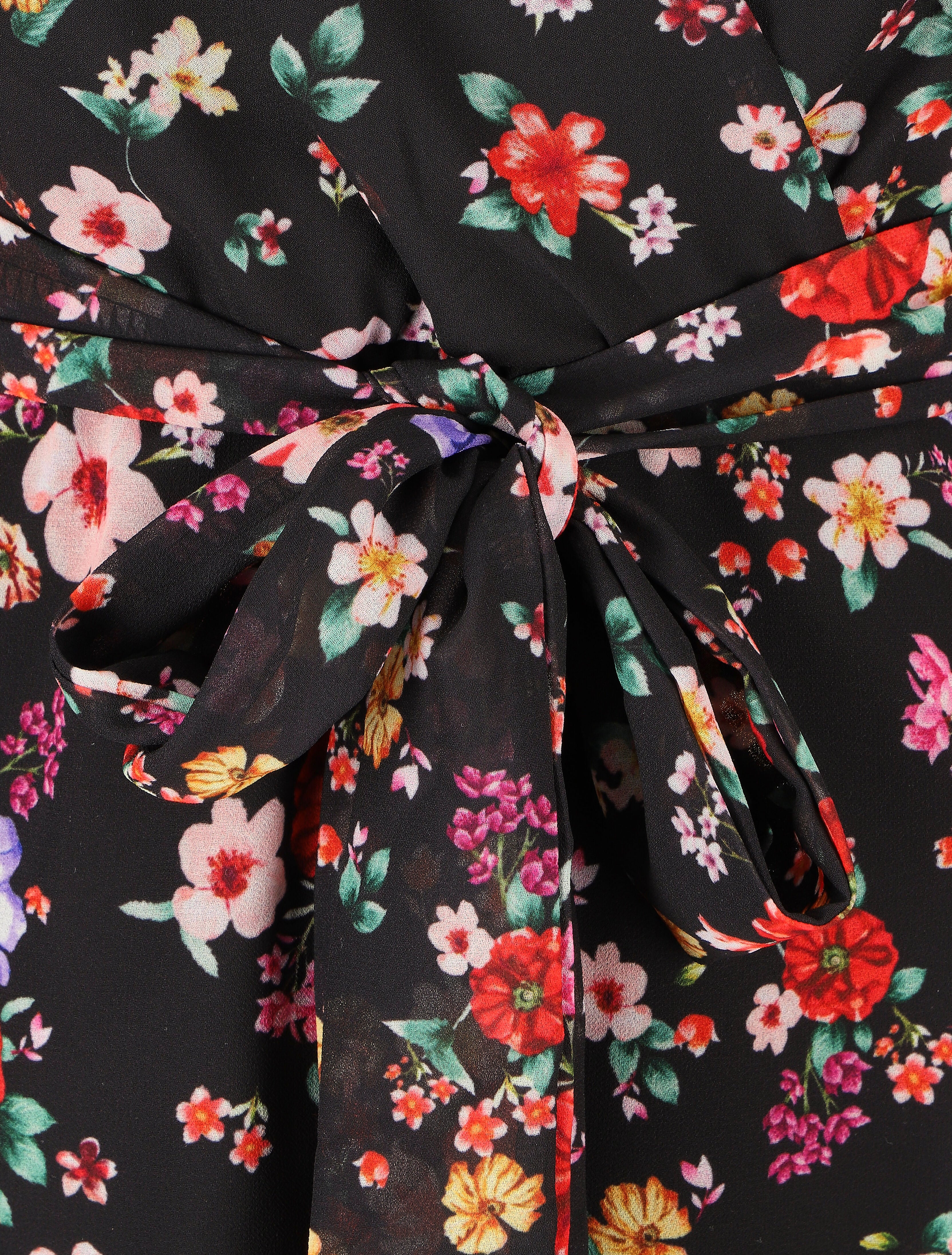 Robe cache-coeur à imprimé fleuri - Noir - Image 3