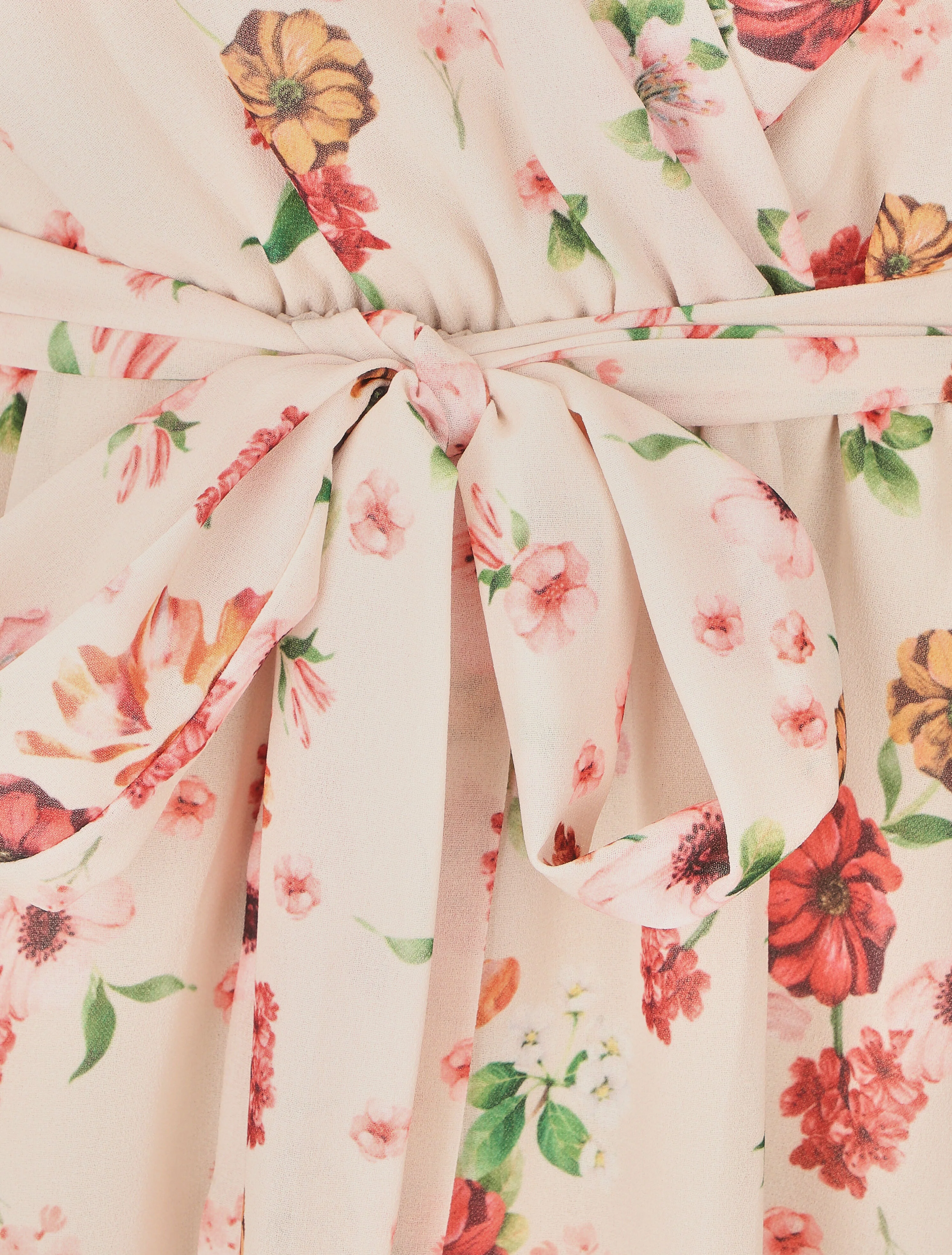 Robe cache-coeur à imprimé fleurie - Beige - Image 3
