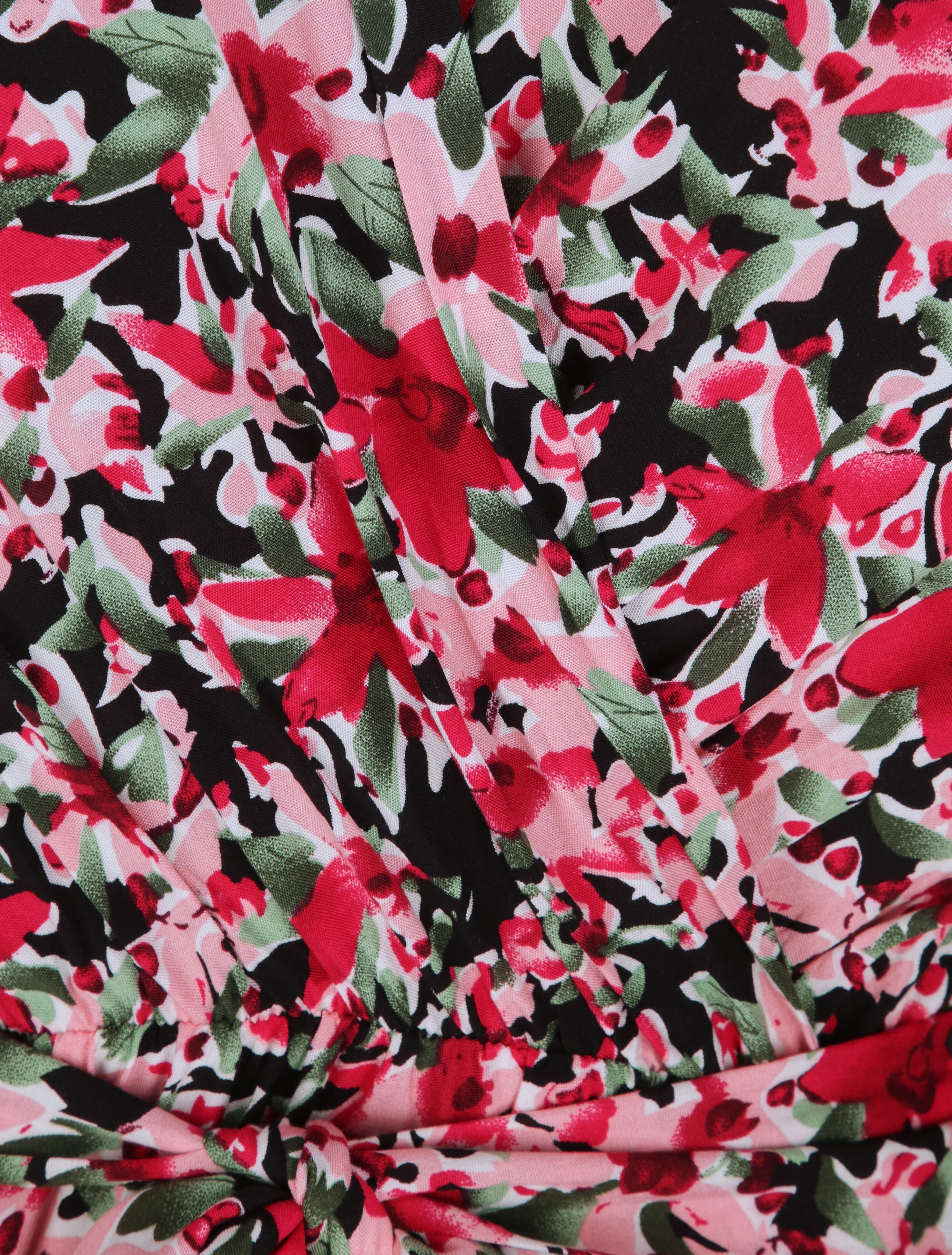 Robe cache-coeur à imprimé fleurs diverses - Noir - Image 3