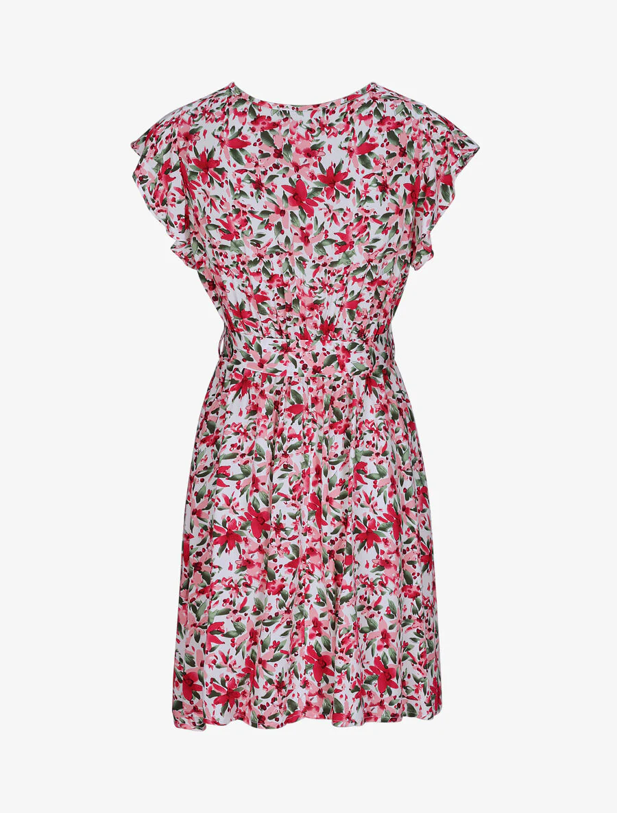 Robe cache-coeur à imprimé fleurs diverses - Blanc - Image 2
