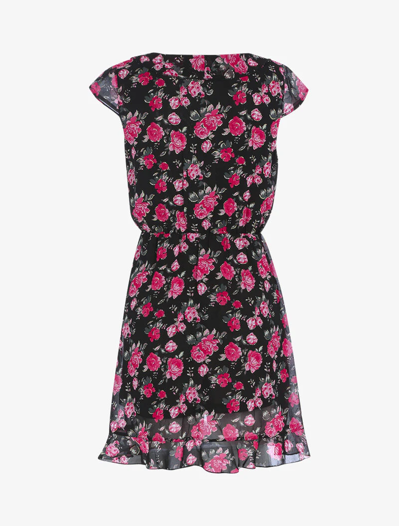 Robe cache-coeur à imprimé floral - noir - Image 2