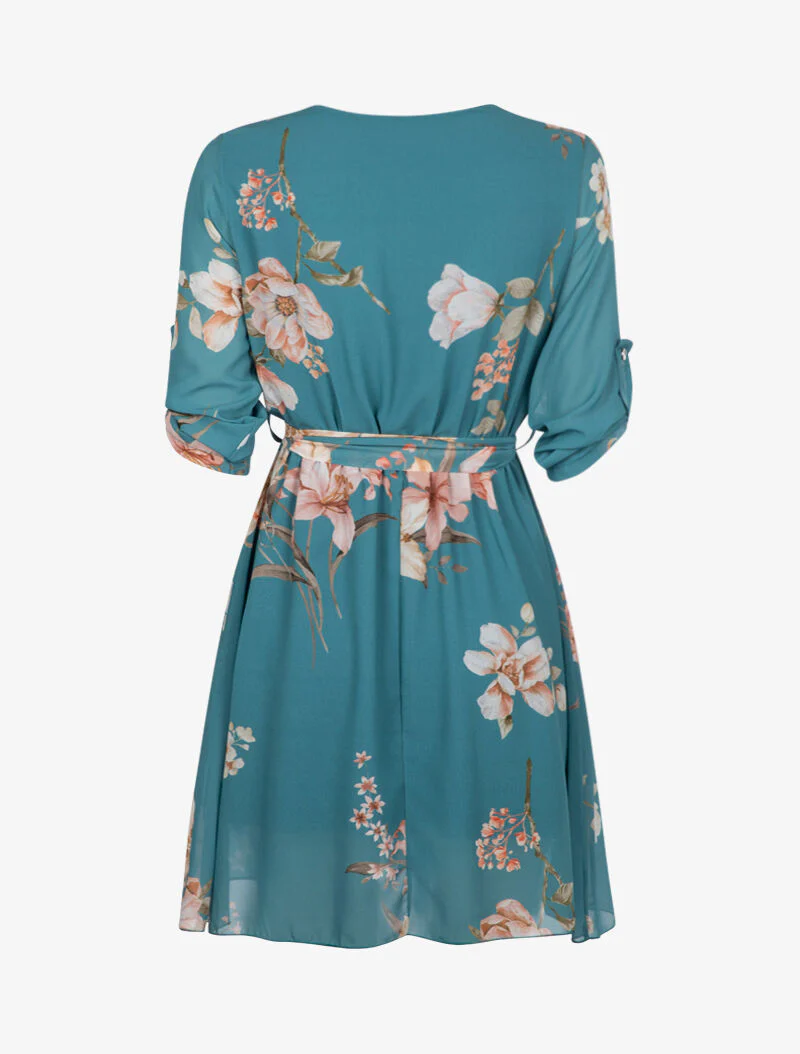 Robe cache coeur à imprimé printanier - turquoise - Image 2