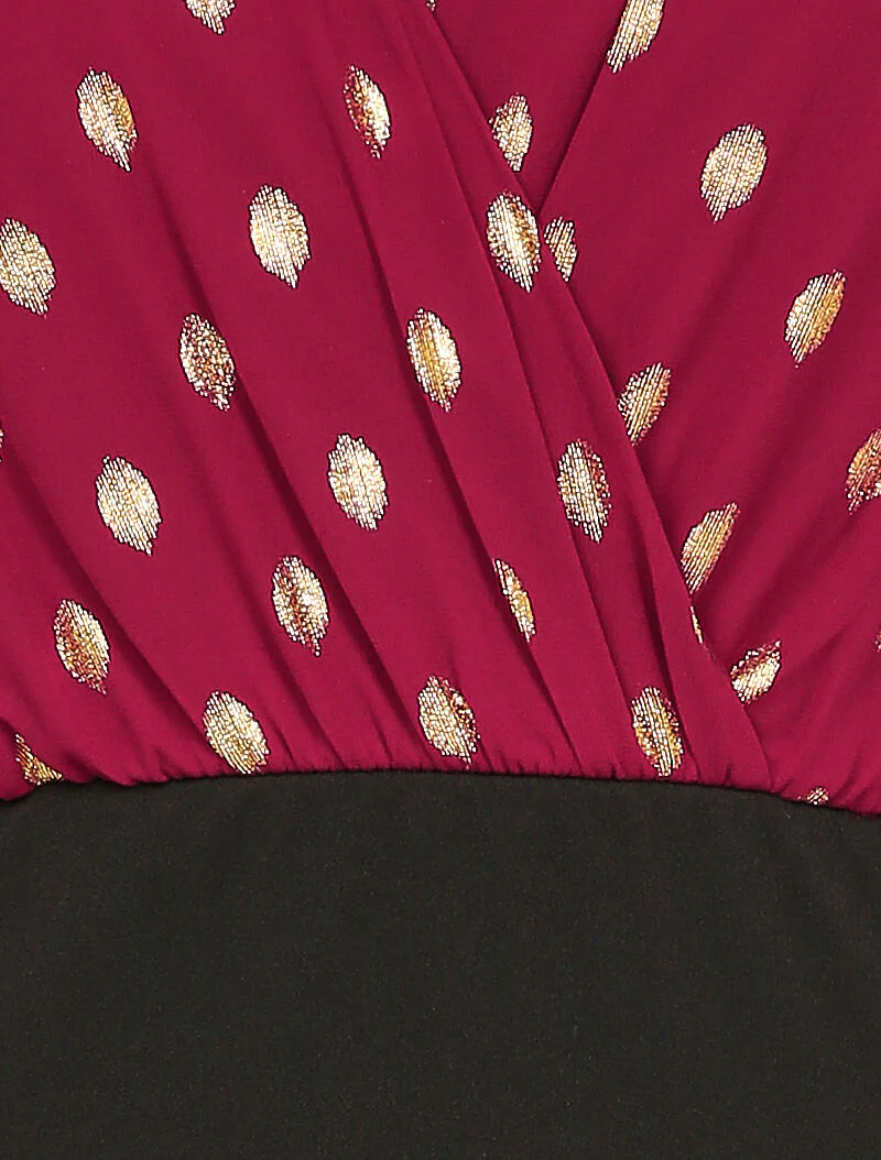 Robe cache coeur à manches dénudées - Bordeaux/noir - Image 3