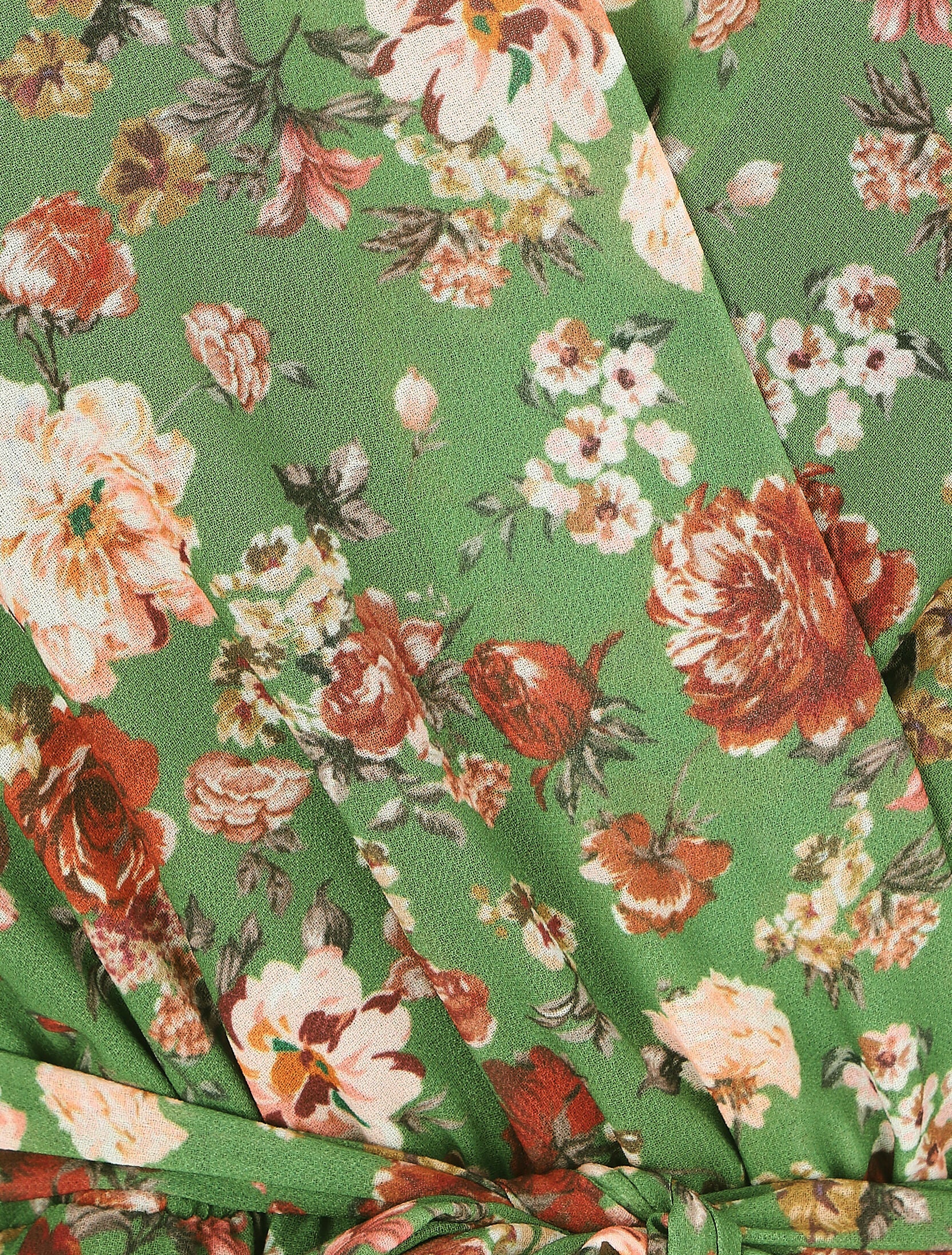 Robe cache-coeur à manches transparentes imprimé fleuri - Vert - Image 3
