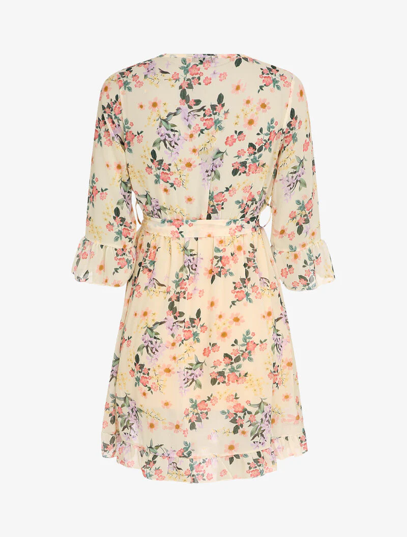 Robe cache-coeur à petites fleurs - Blanc - Image 2