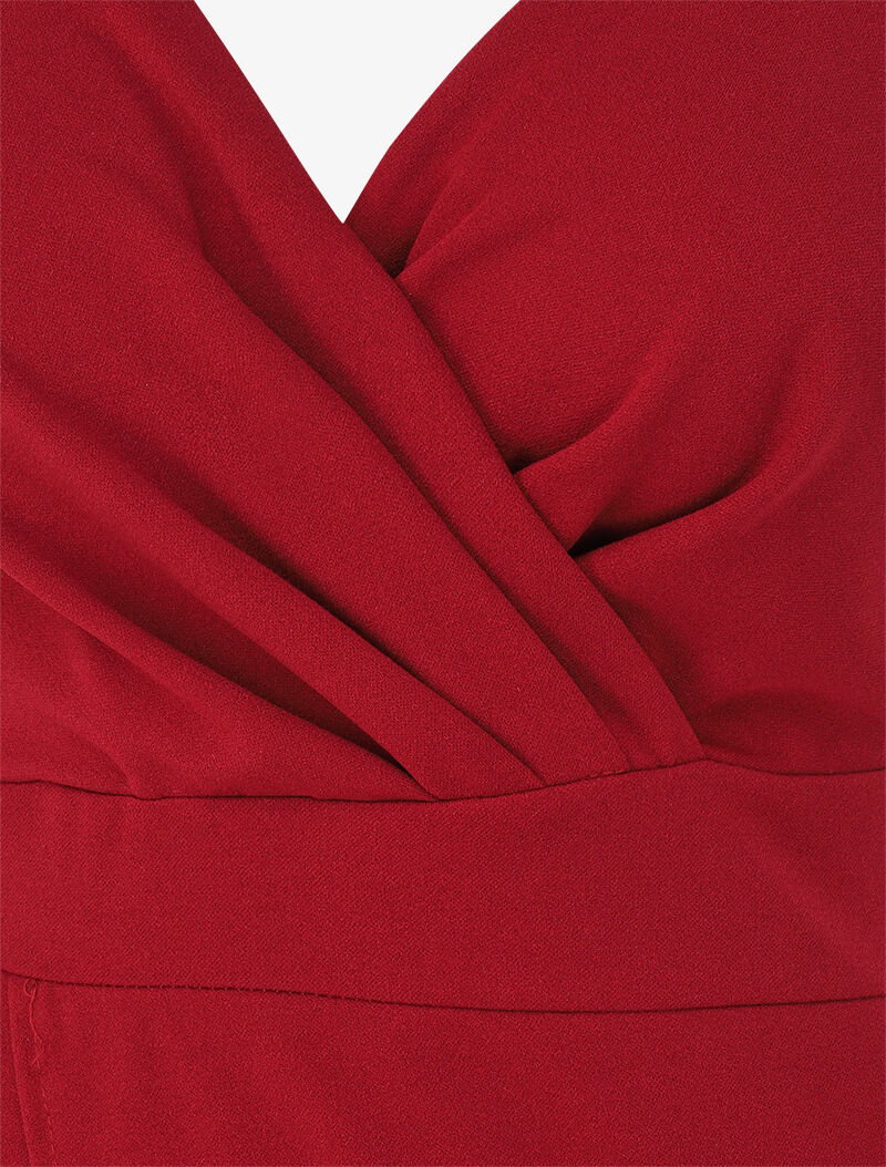 Robe cache-coeur asymétrique à fines bretelles - Bordeaux - Image 3