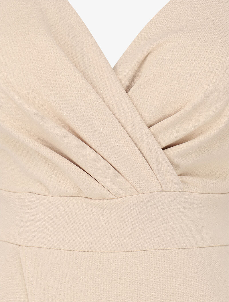 Robe cache-coeur asymétrique à fines bretelles - Beige - Image 3
