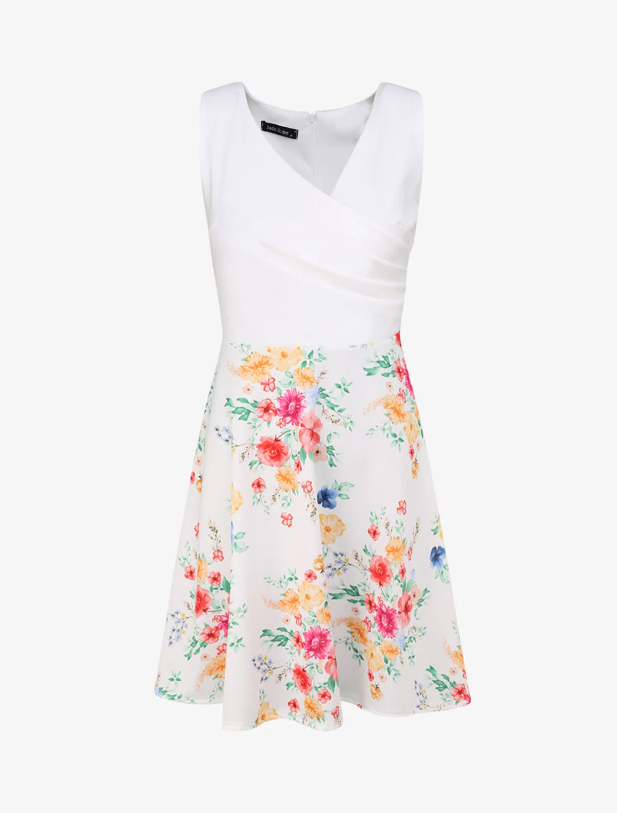 Robe cache-coeur bi-matière - Blanc