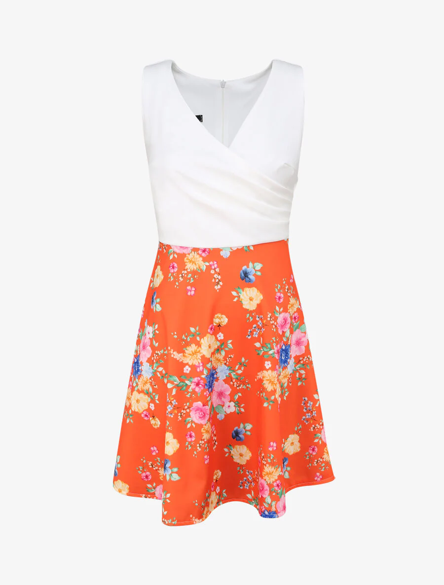 Robe cache-coeur bi-matière - Orange