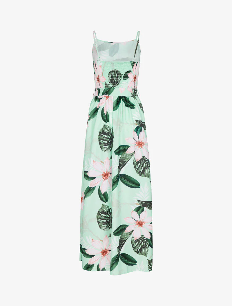 Robe ceinturée à imprimé floral - vert d'eau - Image 2