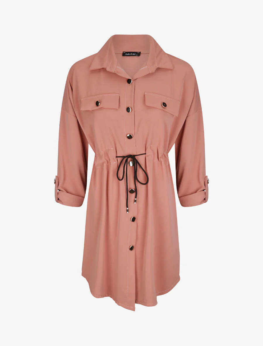 Robe chemise à boutons stylisés - Rose