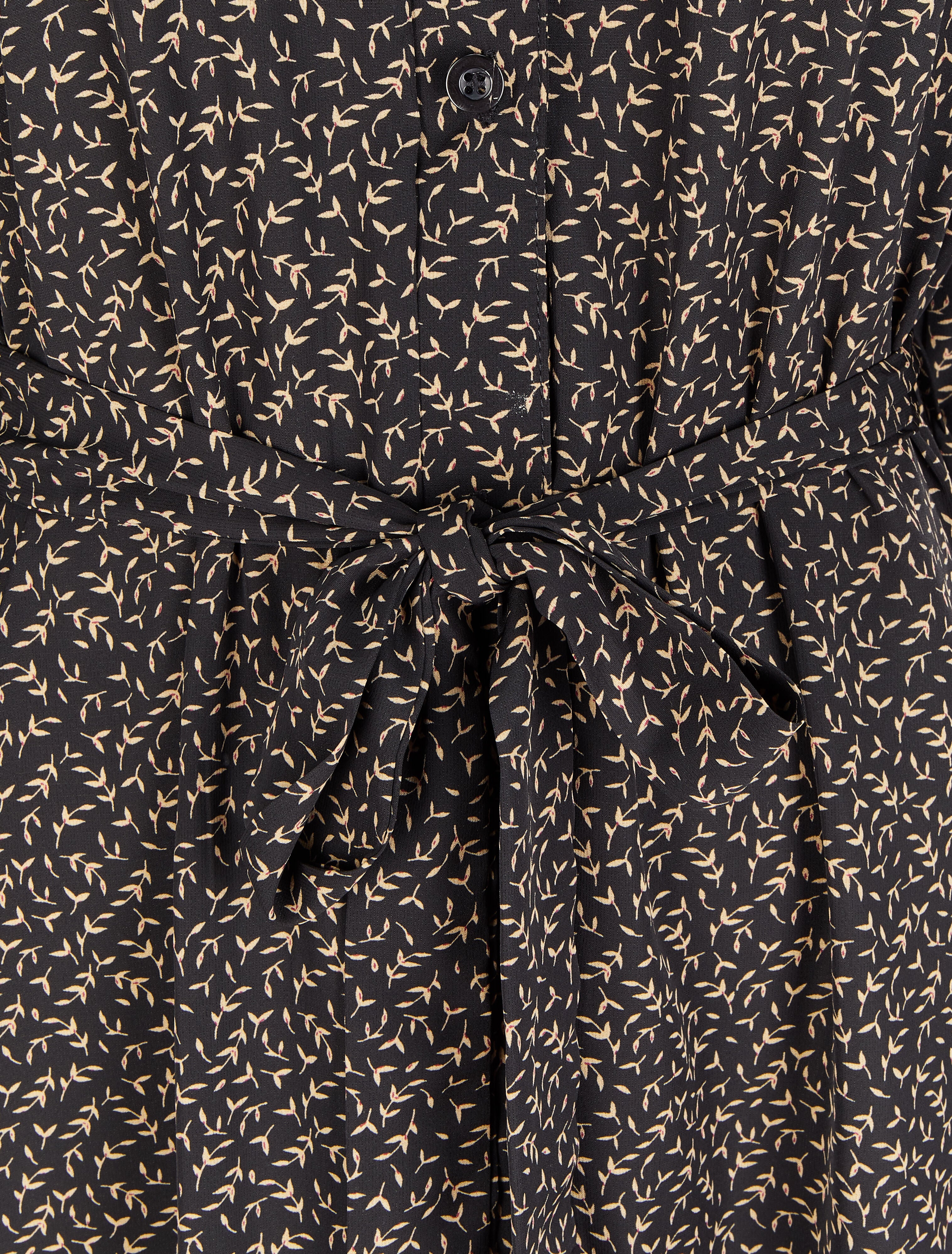 Robe chemise à imprimé feuilles d'olivier - Noir - Image 3