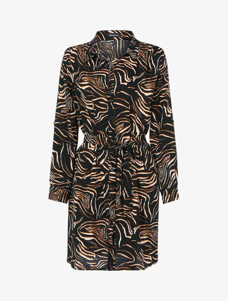 Robe chemise à imprimé graphique abstrait - noir