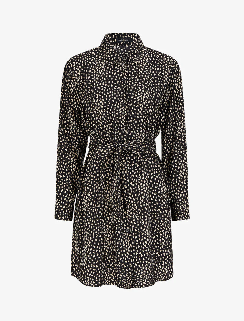 Robe chemise à imprimé moucheté - Noir