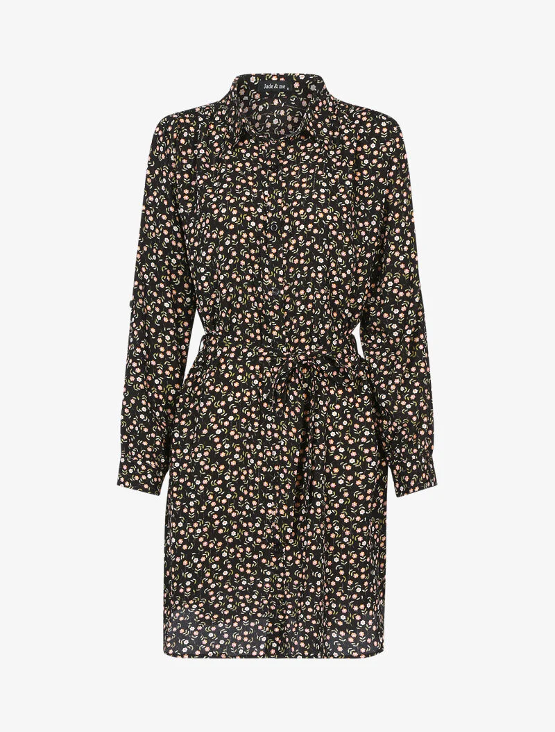 Robe chemise à imprimé petites fleurs - noir