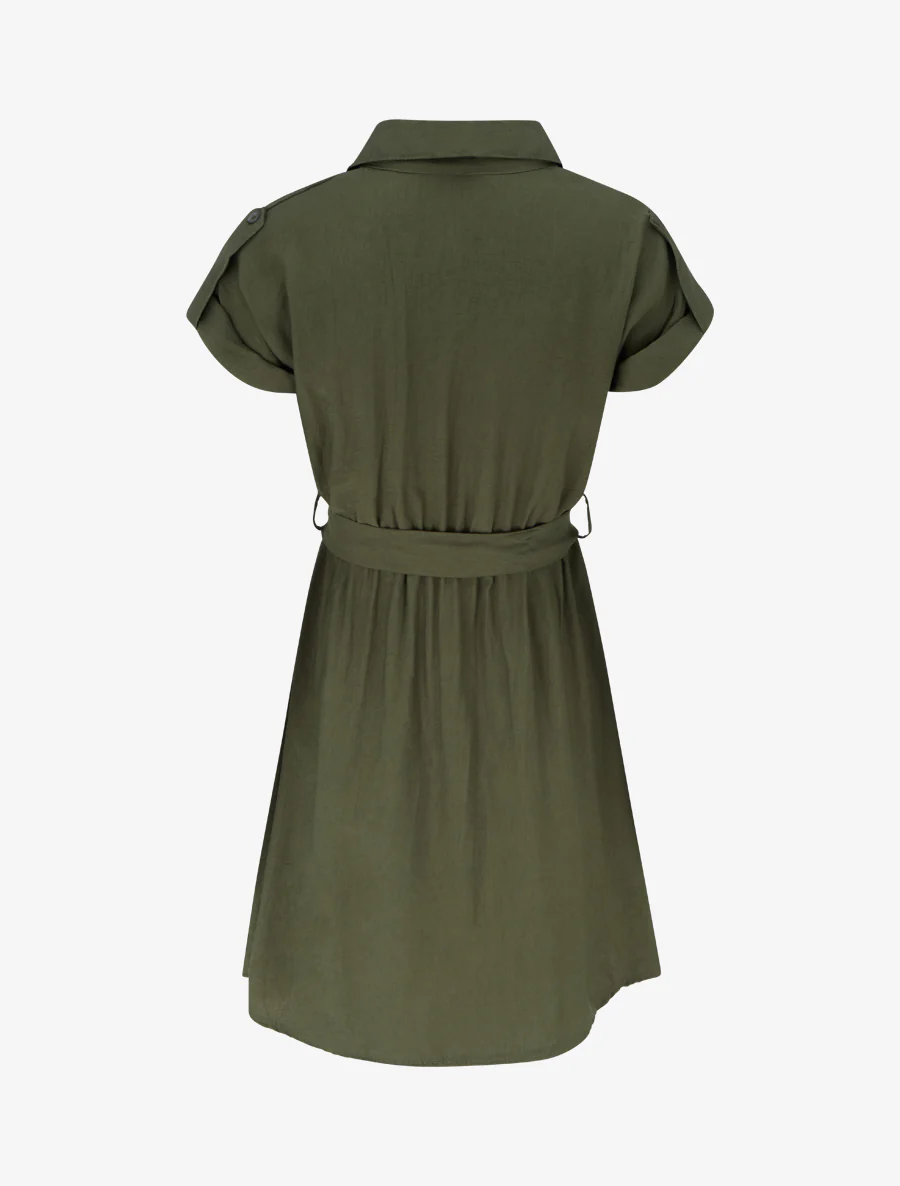 Robe chemise à manches courtes - Kaki - Image 2