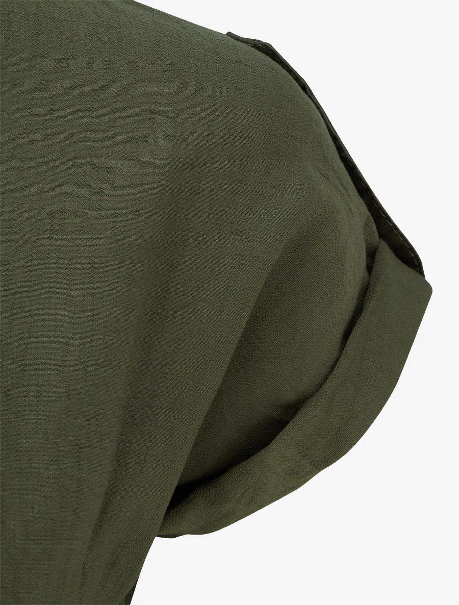 Robe chemise à manches courtes - Kaki - Image 3