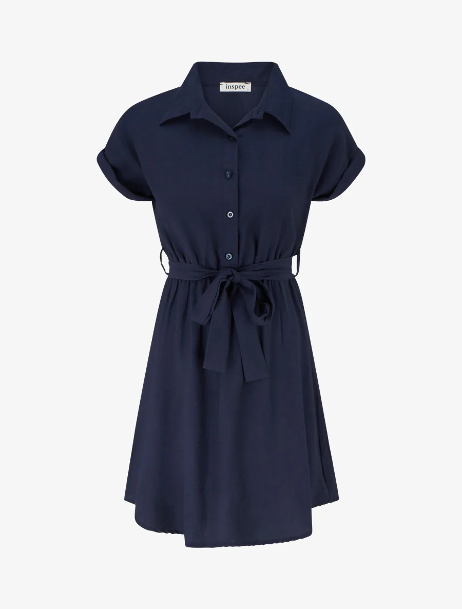 Robe chemise à manches courtes - Marine
