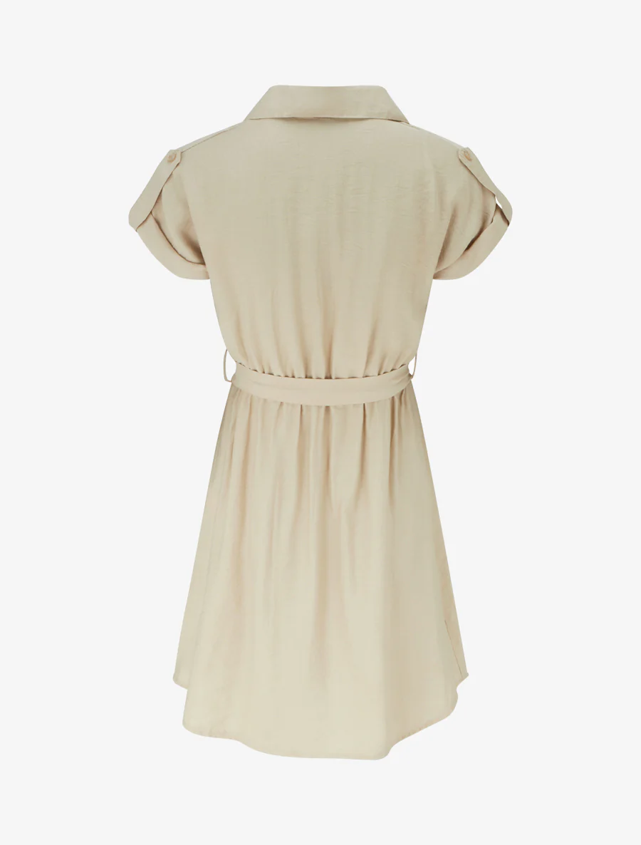 Robe chemise à manches courtes - Beige - Image 2