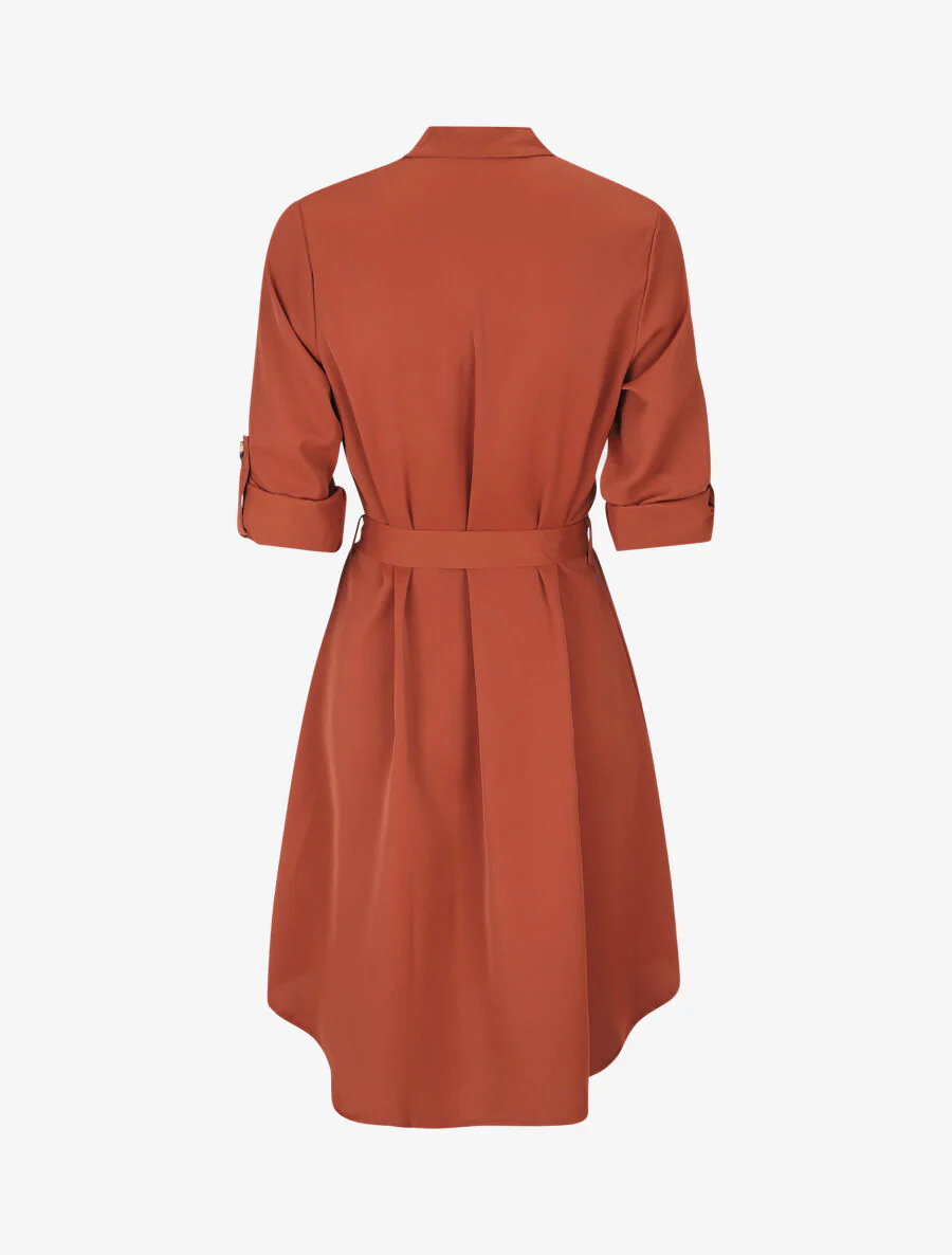 Robe chemise à manches longues et boutons - Rouille - Image 2