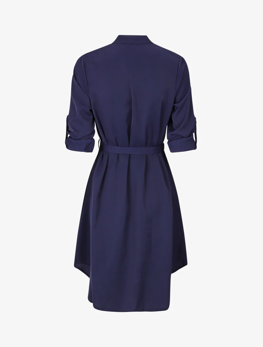 Robe chemise à manches longues et boutons - Marine - Image 2