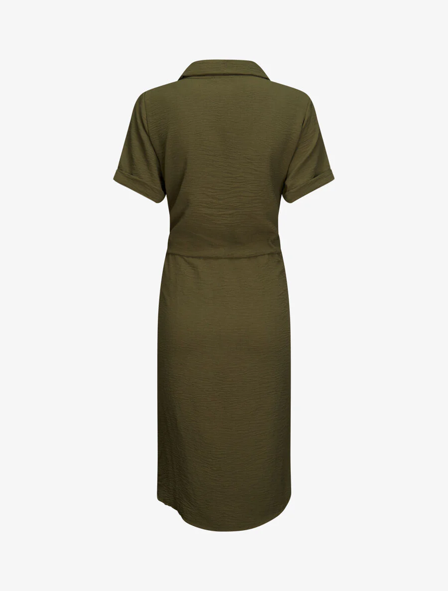 Robe chemise à taille élastiquée - Kaki - Image 2