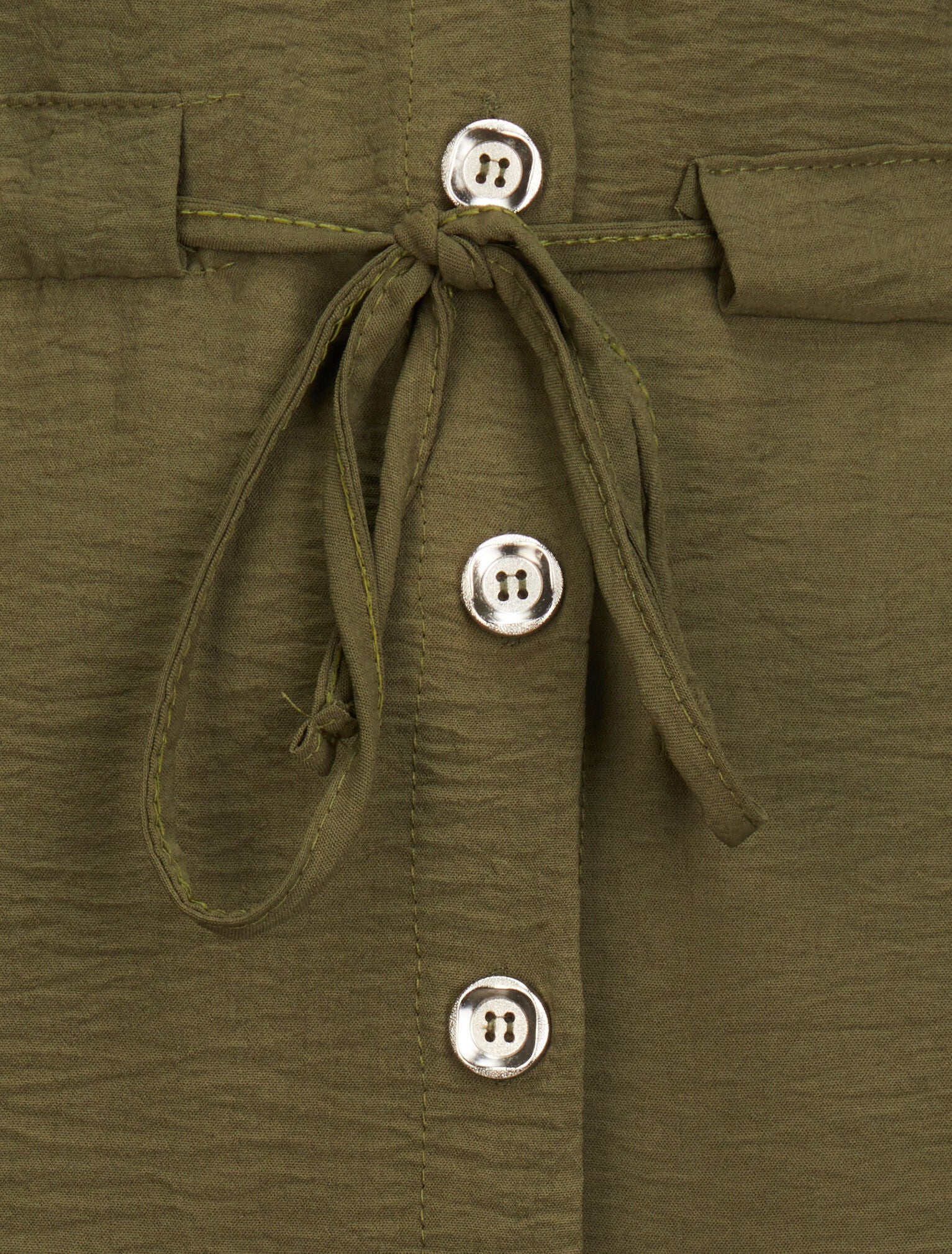 Robe chemise à taille élastiquée - Kaki - Image 3