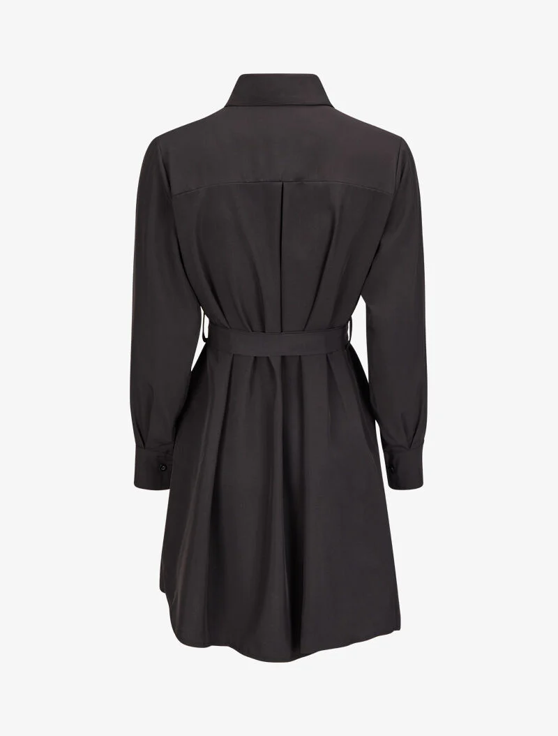 Robe chemise ample à ceinture - Noir - Image 2