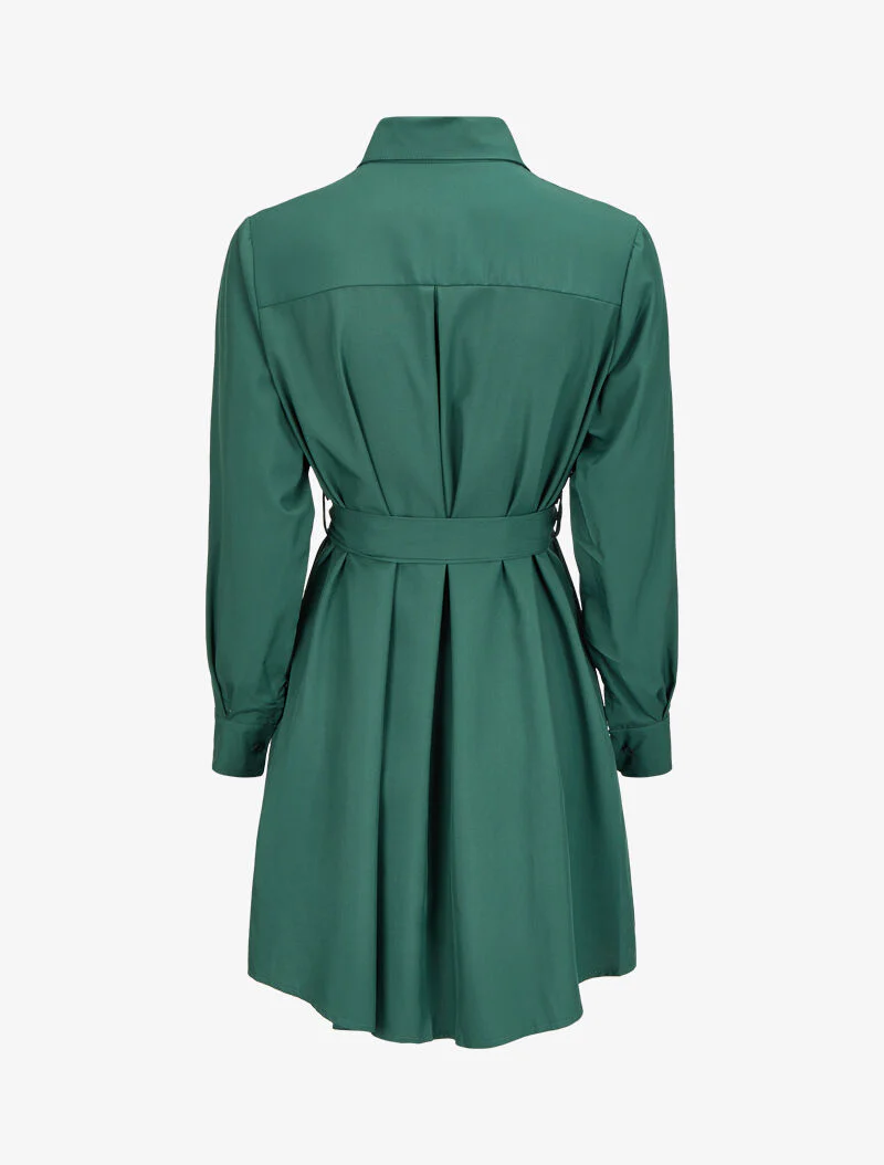 Robe chemise ample à ceinture - Vert émeraude - Image 2