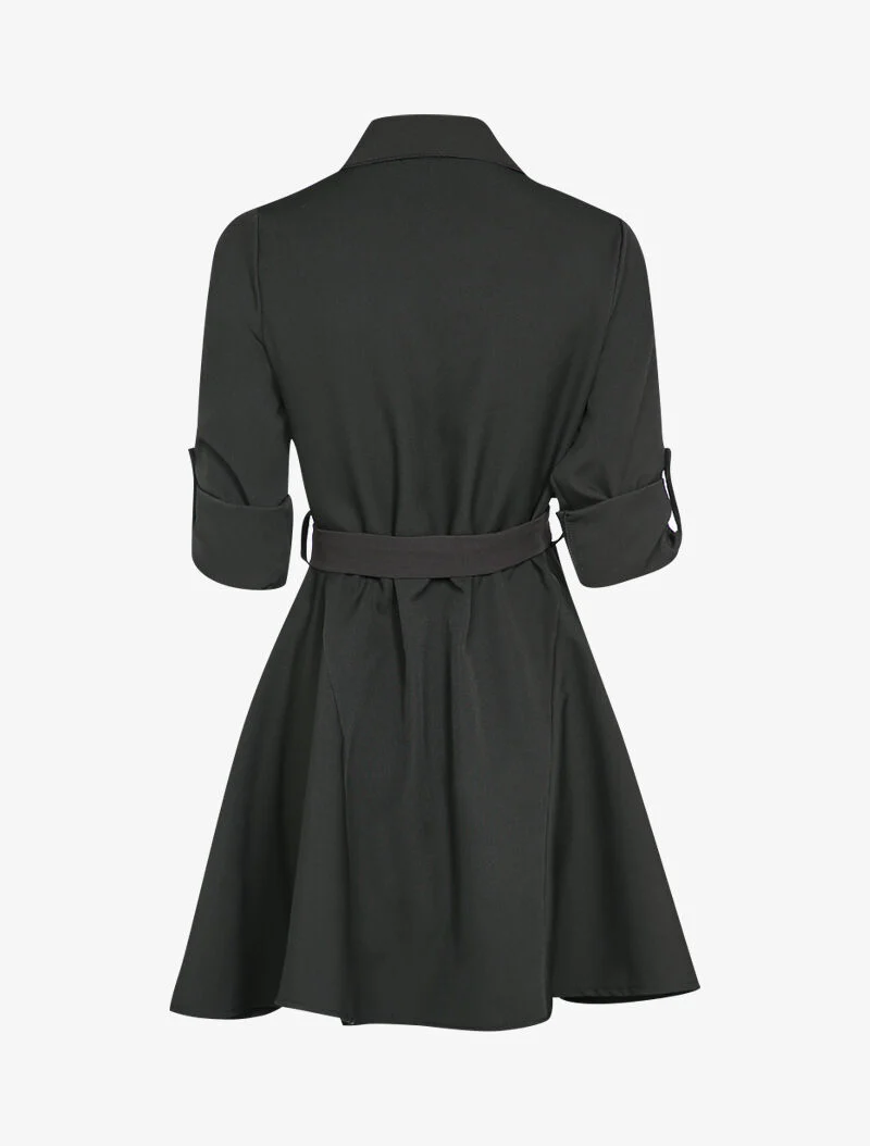Robe chemise asymétrique - Noir - Image 2