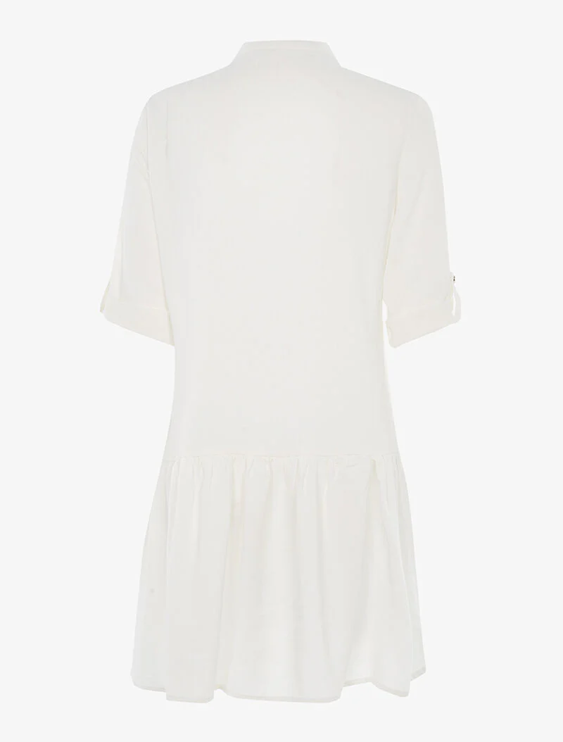 Robe chemise bas volanté asymétrique - blanc - Image 2