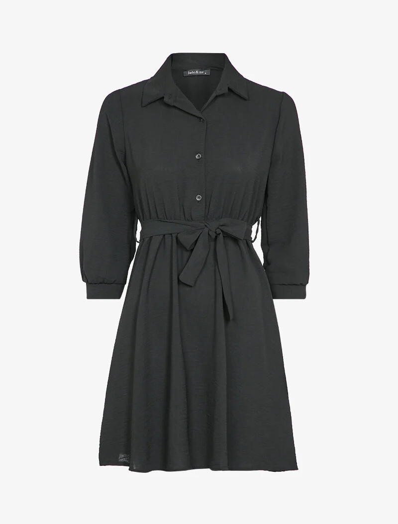 Robe chemise coupe patineuse - Noir