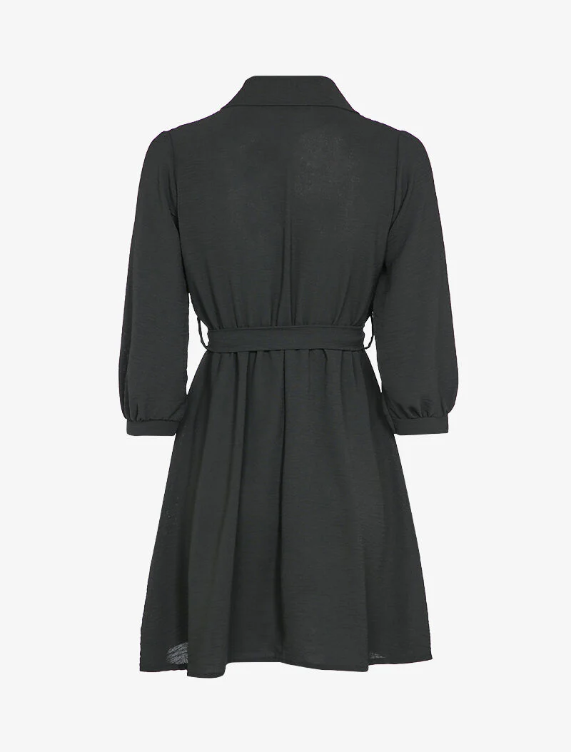 Robe chemise coupe patineuse - Noir - Image 2