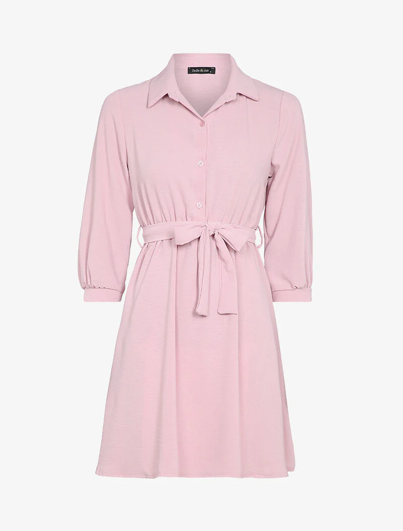 Robe chemise coupe patineuse - Rose pâle