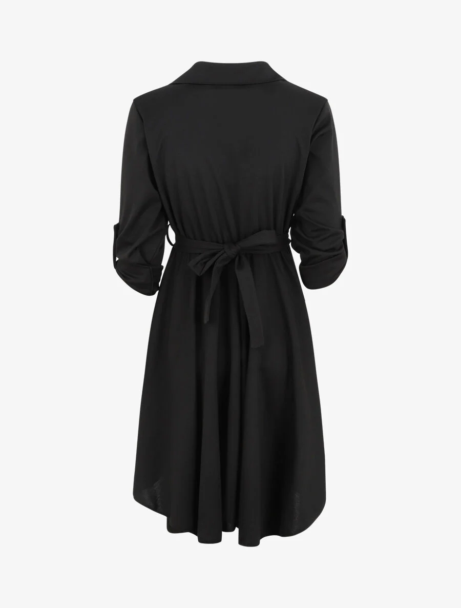 Robe chemise coupe patineuse - Noir - Image 2