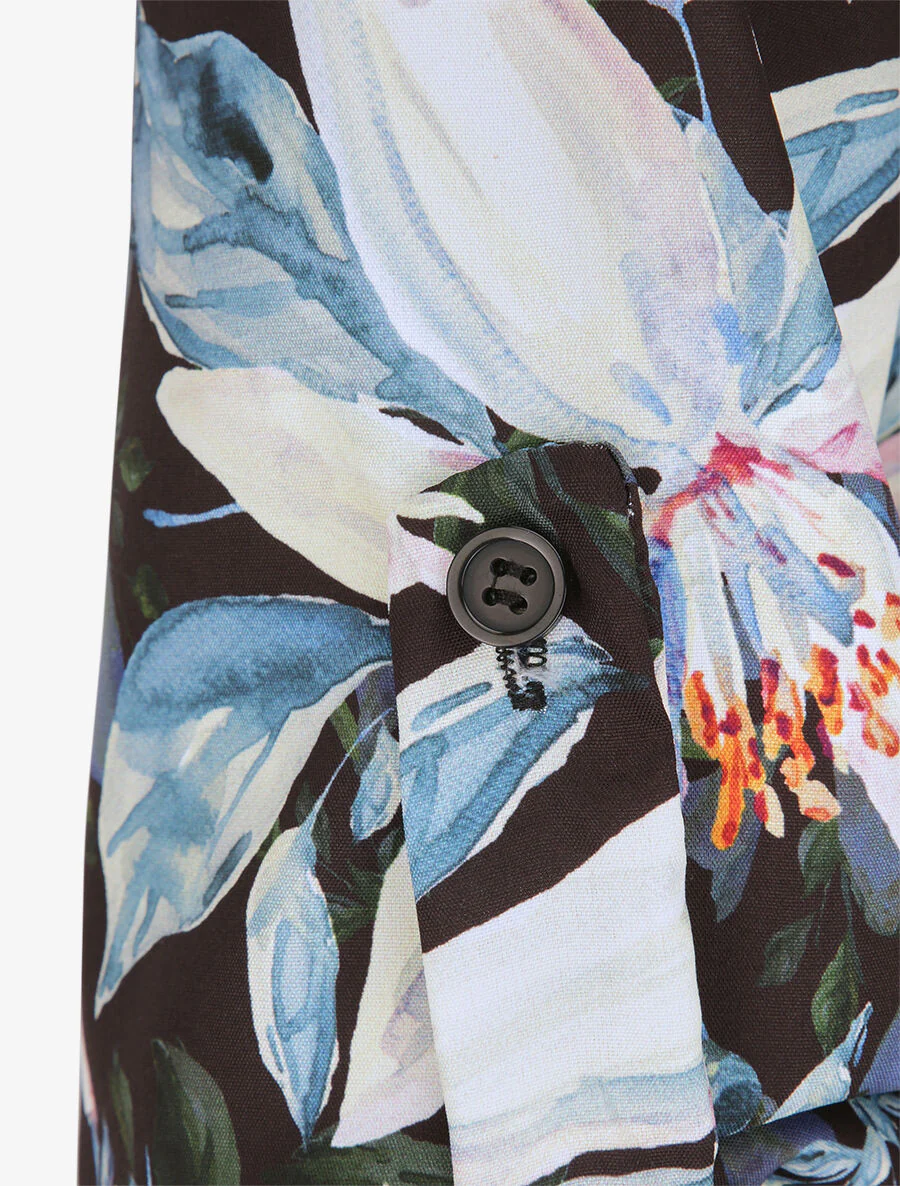 Robe chemise droite imprimé fleurs de lys - Noir - Image 3
