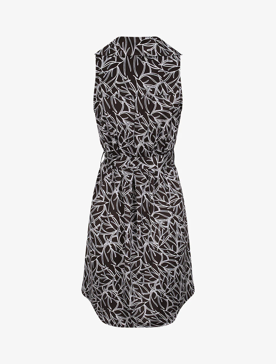 Robe chemise droite sans manches imprimé graphique - Noir - Image 2