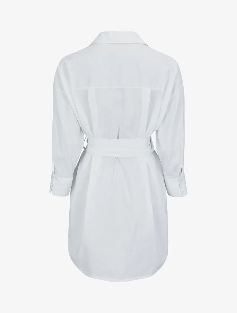 Robe chemise en popeline oversize - Blanc - Image 2